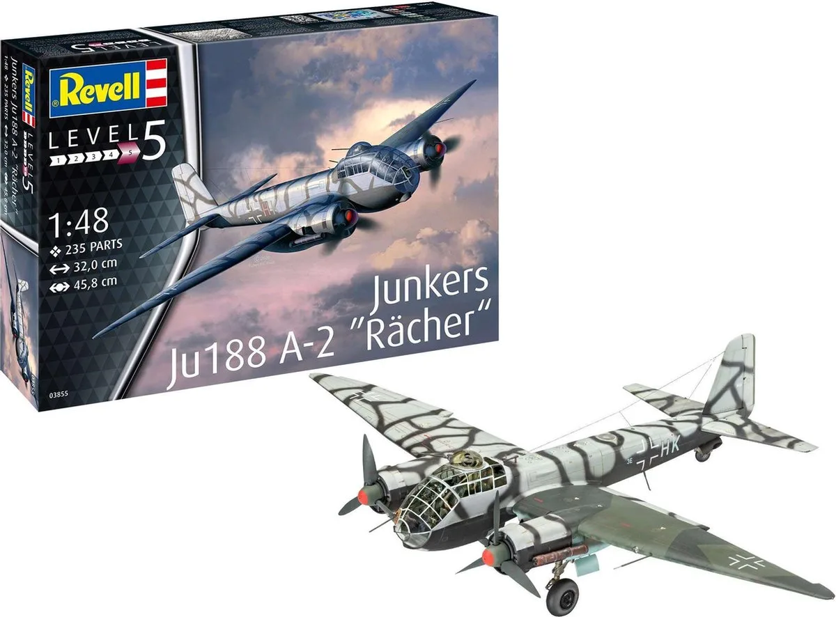 Modelbouwpakket Militaire voertuigen - 03855 Junkers Ju188 A-2 -Rächer- Plastic - 1:48 - Modelbouw de Revell en Multicolore – photo produit