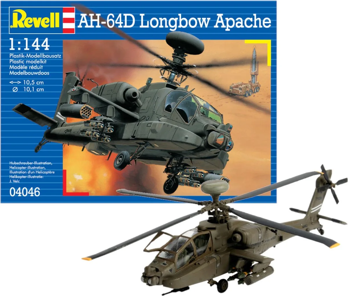 Modelbouwpakket Militaire voertuigen - 04046 AH-64D Longbow Apache Plastic - 1:144 - Modelbouw van Revell in Meerkleurig – productfoto