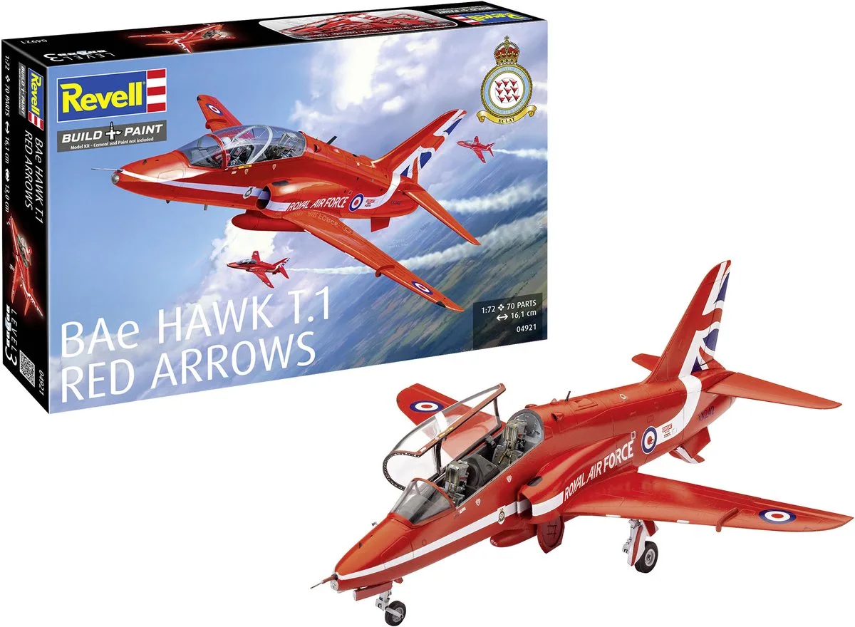 Modelbouwpakket Militaire voertuigen - 04921 BAe Hawk T.1 Red Arrows Plastic - 1:72 - Modelbouw van Revell in Rood – productfoto