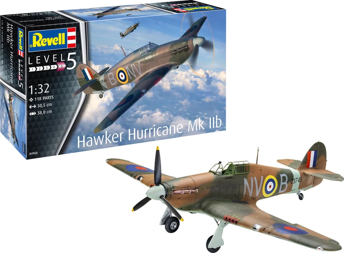 Modelbouwpakket Militaire voertuigen - 04968 Hawker Hurricane Mk IIb Plastic - 1:32 - Modelbouw van Revell in Meerkleurig – productfoto
