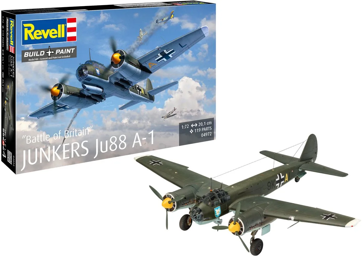 Modelbouwpakket Militaire voertuigen - 04972 Junkers Ju88 A-1 - Battle of Britain Plastic - 1:72 - Modelbouw van Revell in Meerkleurig – productfoto
