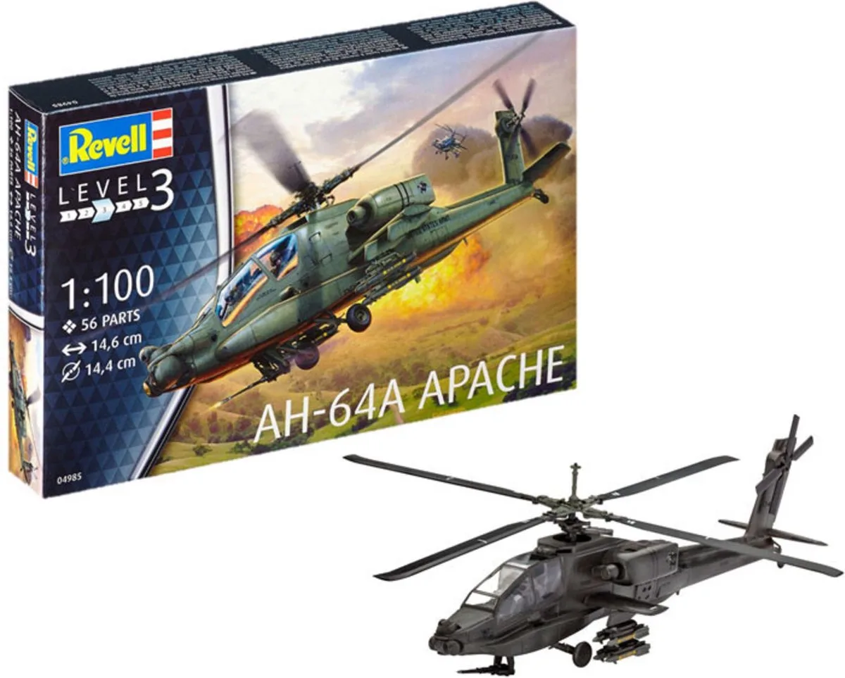 Modelbouwpakket Militaire voertuigen - 04985 AH-64A Apache Plastic - 1:100 - Modelbouw van Revell in Meerkleurig – productfoto