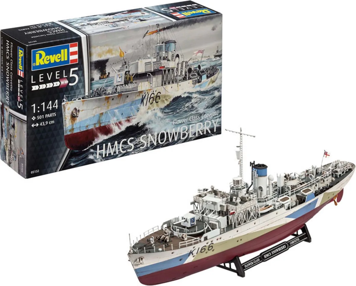 Modelbouwpakket Militaire voertuigen - 05132 Flower Class Corvette - HMCS Snowberry Plastic - 1:144 - Modelbouw van Revell in Meerkleurig – productfoto