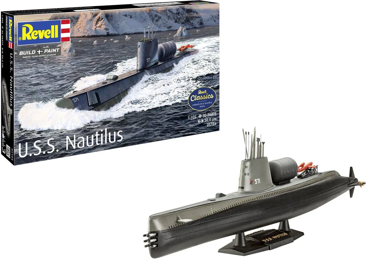 Modelbouwpakket Militaire voertuigen - 05184 U.S.S. Nautilus - SSN-571 - Amerikaanse Onderzeeër Plastic - 1:305 - Modelbouw van Revell in Meerkleurig – productfoto