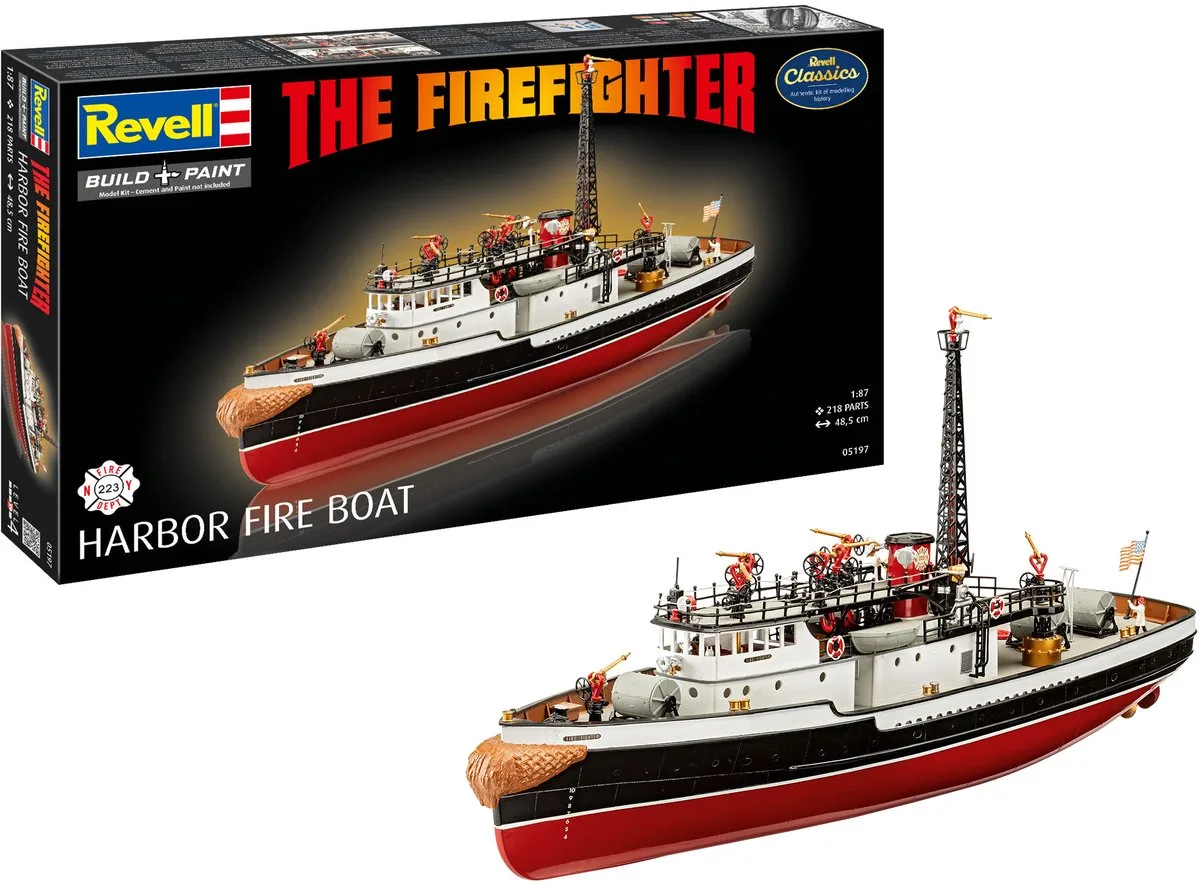 Modelbouwpakket Militaire voertuigen - 05197 The Firefighter - Harbor Fire Boat - Brandweerboot Plastic - 1:87 - Modelbouw van Revell in Meerkleurig – productfoto