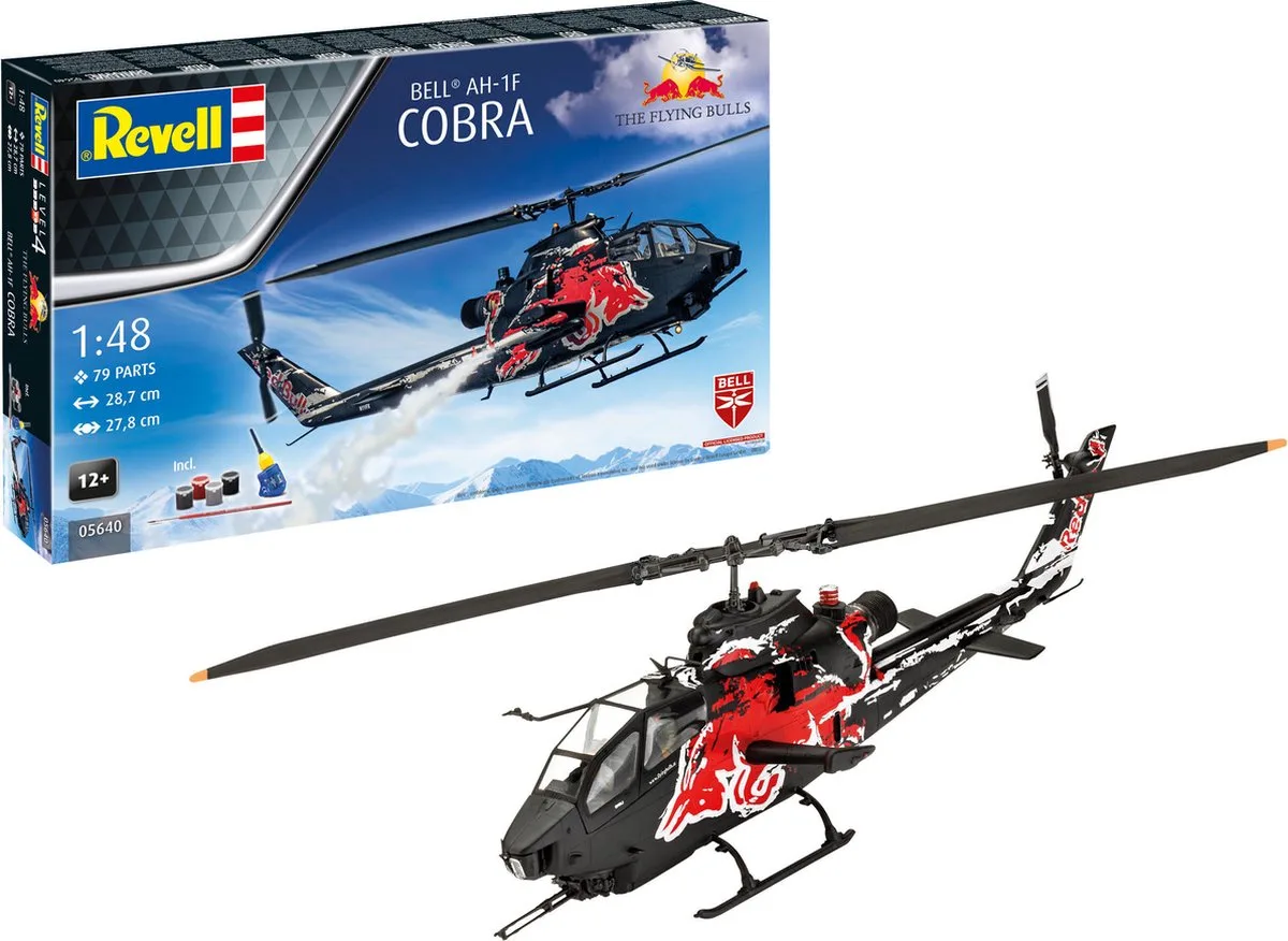 Modelbouwpakket Militaire voertuigen - 05640 Bell AH-1F Cobra - The Flying Bulls - Helikopter Plastic - 1:48 - Modelbouw van Revell in Meerkleurig – productfoto
