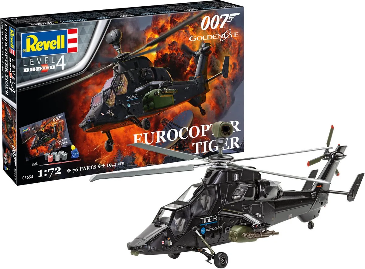 Modelbouwpakket Militaire voertuigen - 05654 James Bond 007 - Eurocopter Tiger - Geschenkset Plastic - 1:72 - Modelbouw de Revell en Multicolore – photo produit