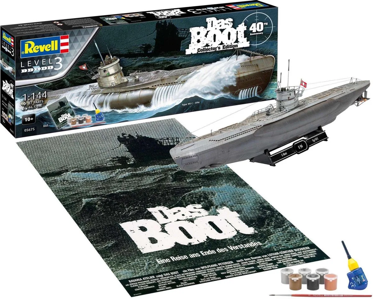 Modelbouwpakket Militaire voertuigen - 05675 Das Boot Collector#039 Edition - 40th Anniversary - Gift Set Plastic - 1:144 - Modelbouw van Revell in Meerkleurig – productfoto