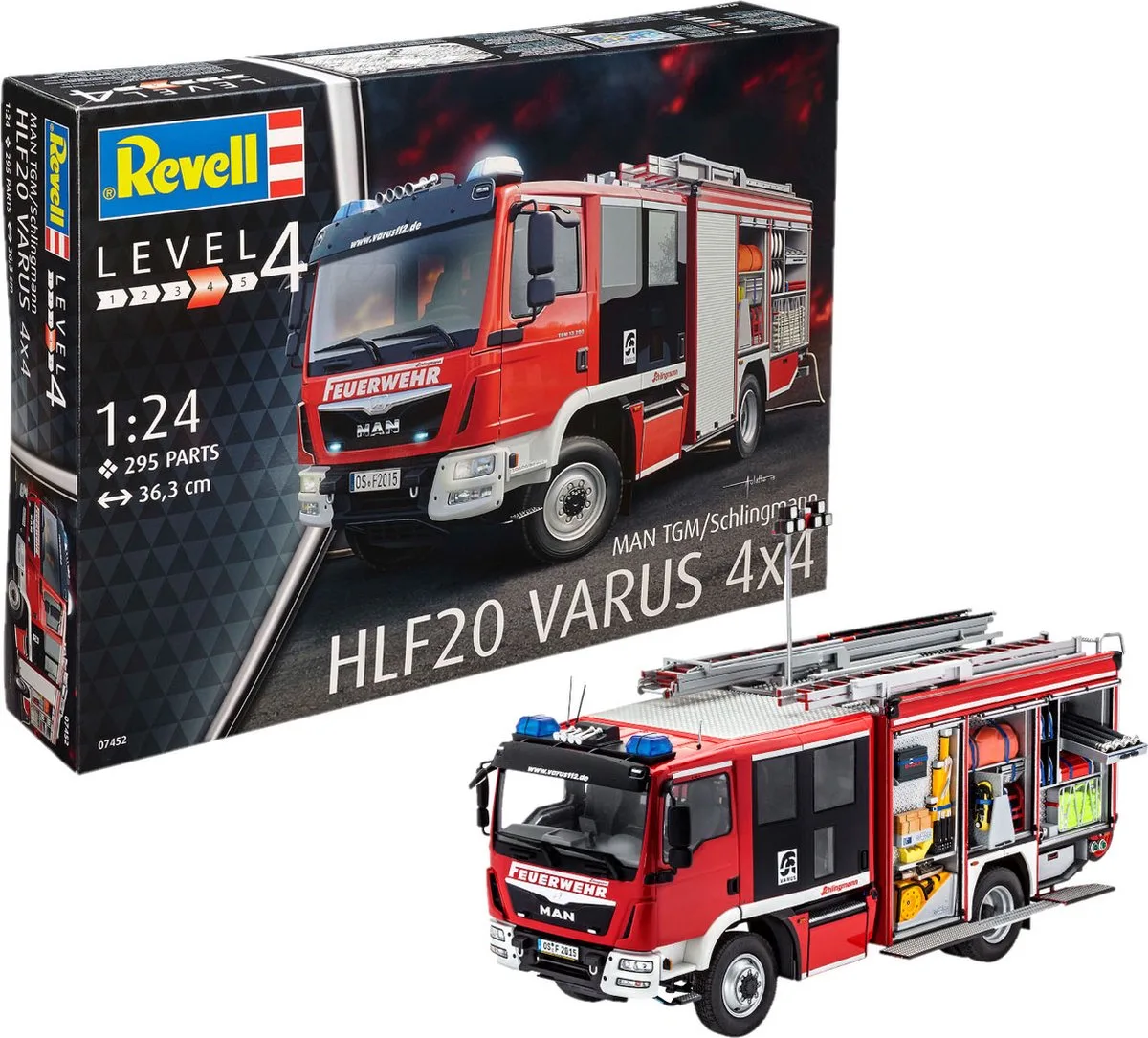 Modelbouwpakket Militaire voertuigen - 07452 Schlingmann HLF 20 VARUS 4x4 Fire Truck Plastic - 1:24 - Modelbouw van Revell in Meerkleurig – productfoto