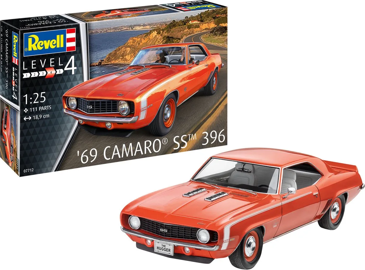 Modelbouwpakket Militaire voertuigen - 07712 1969 Camaro Car SS 396 Plastic - 1:25 - Modelbouw van Revell in Meerkleurig – productfoto
