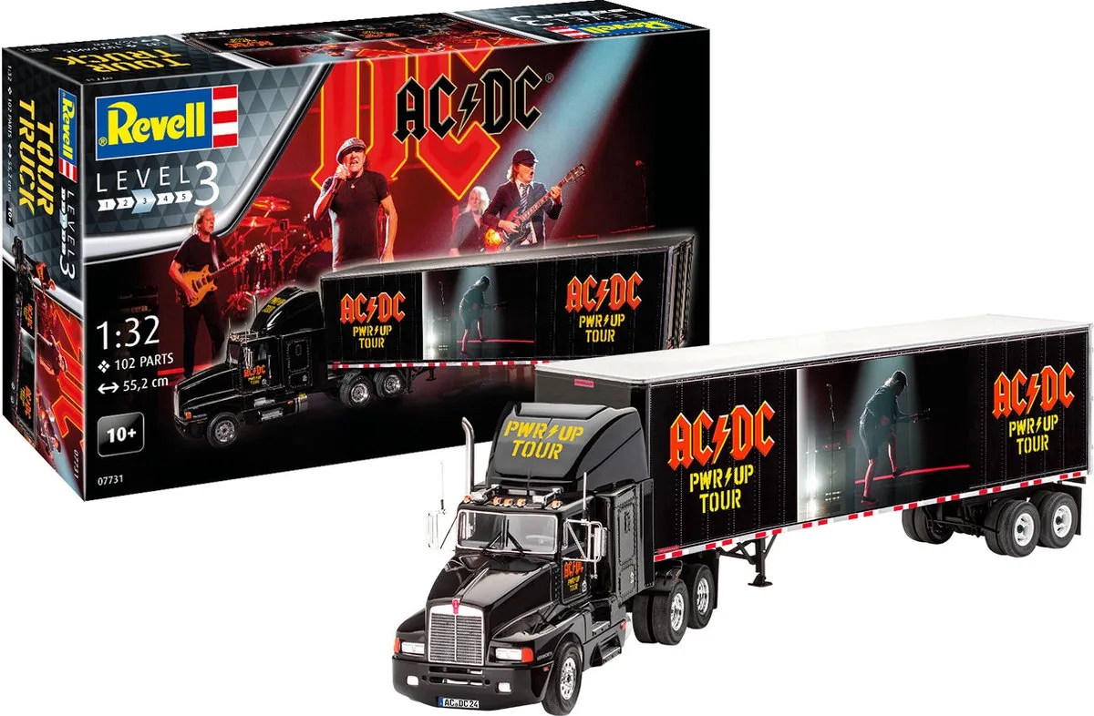 Modelbouwpakket Militaire voertuigen - 07731 AC/DC Tour Truck en Trailer -Power UP- Plastic - 1:32 - Modelbouw van Revell in Meerkleurig – productfoto