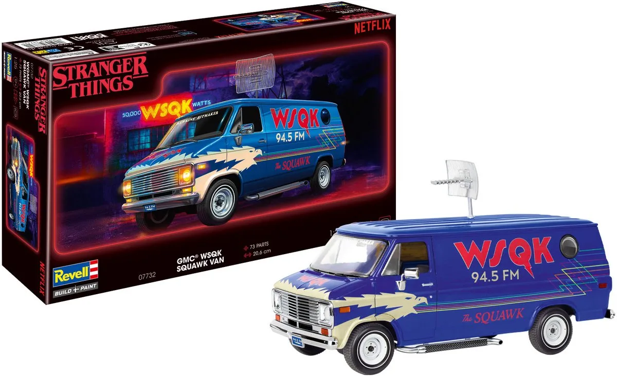 Modelbouwpakket Militaire voertuigen - 07732 Stranger Things - GMC WSQK Squawk Van - Amerikaanse Bestelwagen Plastic - 1:25 - Modelbouw van Revell in Meerkleurig – productfoto