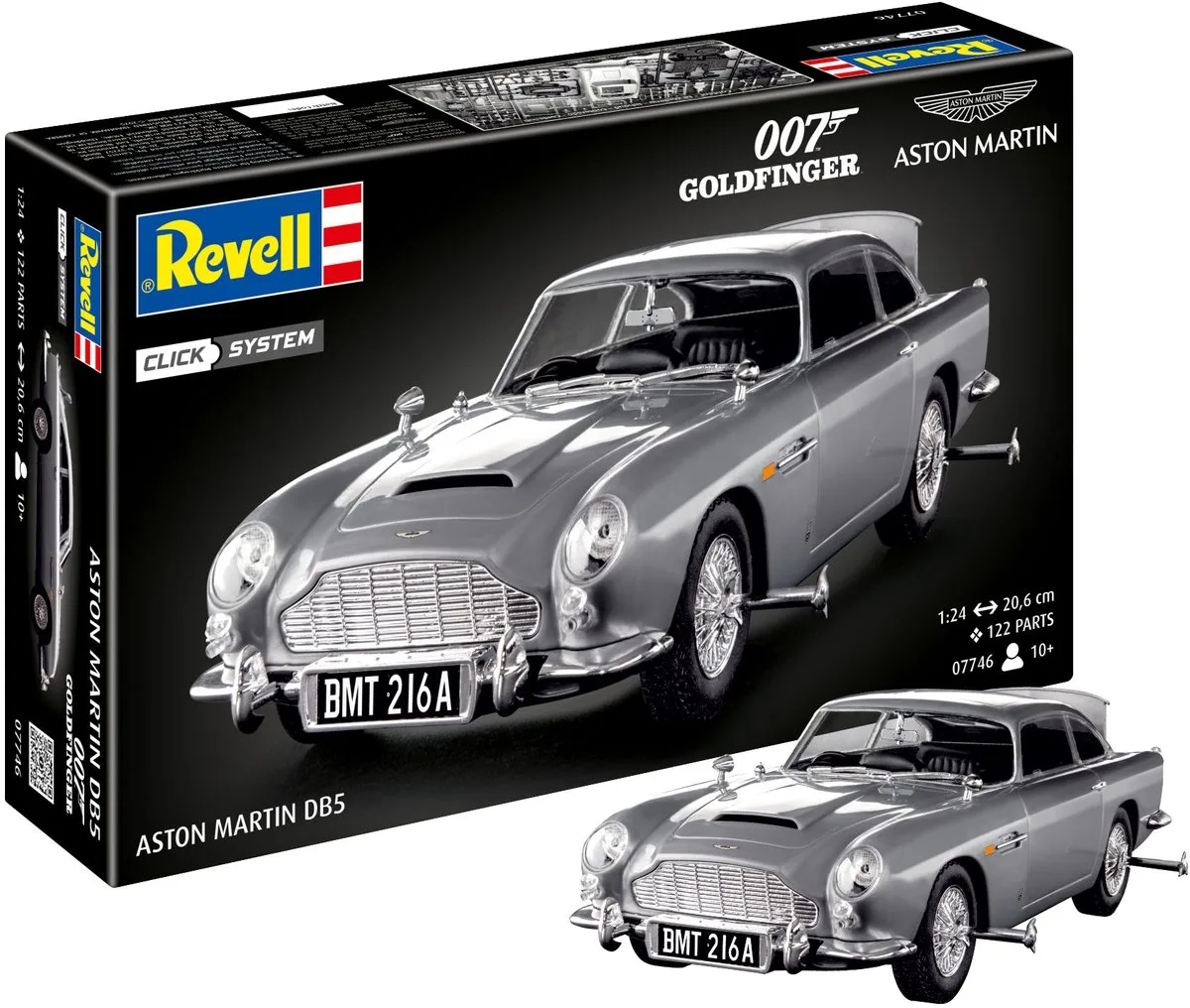 Modelbouwpakket Militaire voertuigen - 07746 Click System - Aston Martin DB5 - James Bond 007 Goldfinger - Klassieke Auto Plastic - 1:24 - Modelbouw de Revell en Or – photo produit