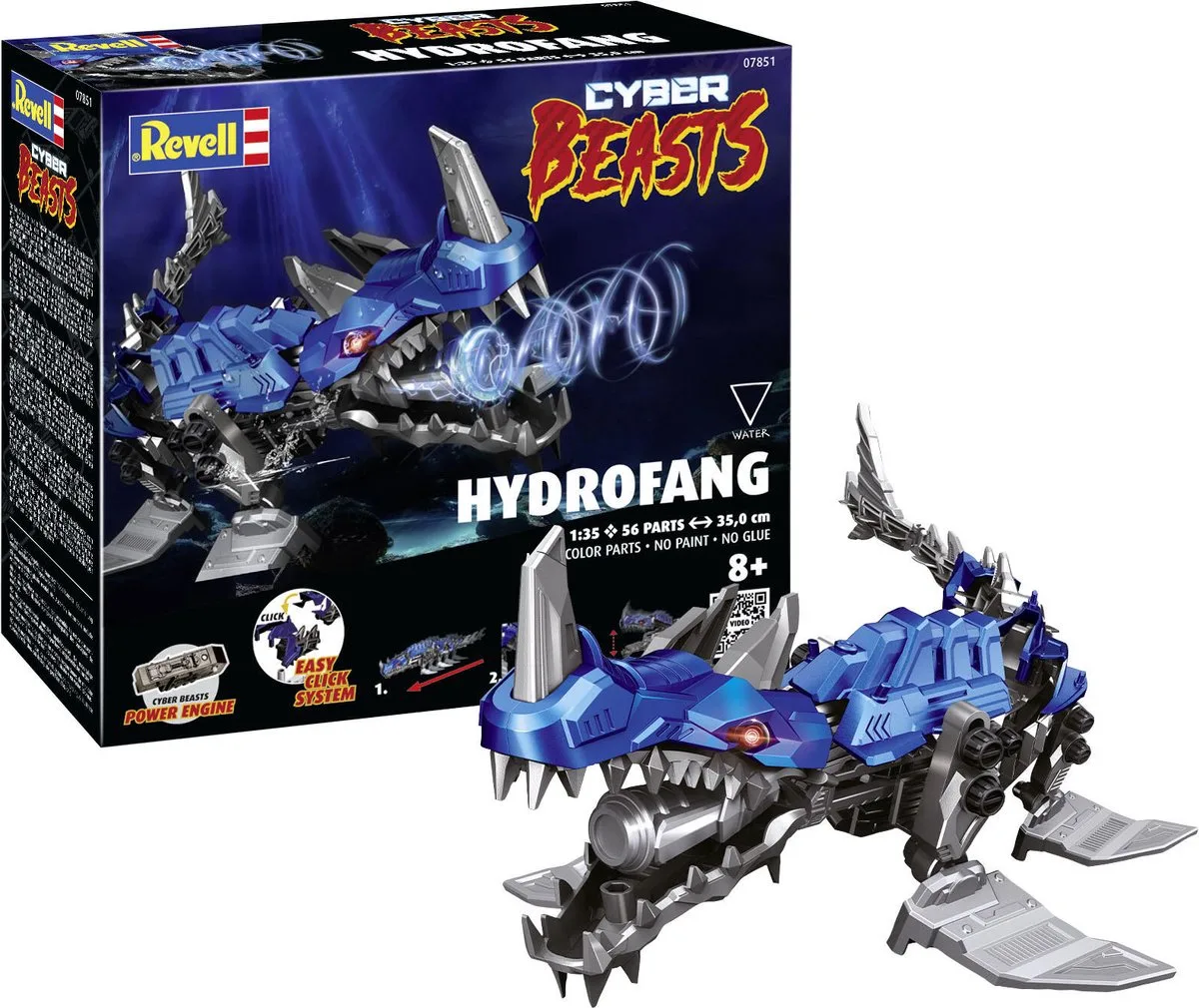 Modelbouwpakket Militaire voertuigen - 07851 CyberBeasts - HydroFang - 35cm - in Kleur - Easy Click Systeem Plastic - 1:35 - Modelbouw de Revell en Multicolore – photo produit