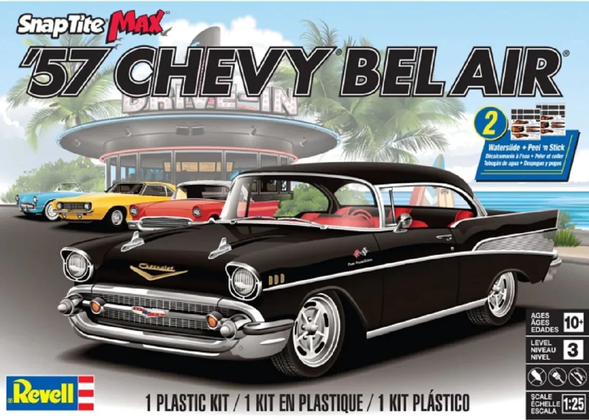 Modelbouwpakket Militaire voertuigen - 11529 1957 Chevy Bel Air Car - Snap Tite Kit Plastic - 1:25 - Modelbouw de Revell en Multicolore – photo produit
