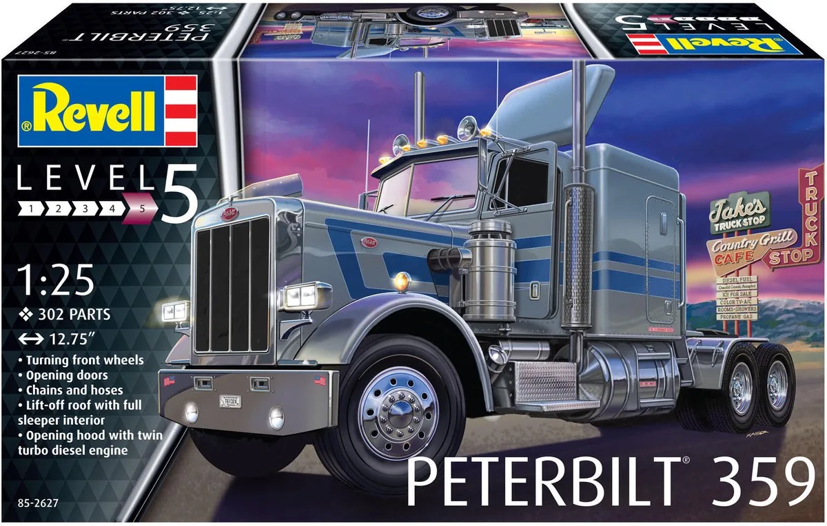 Modelbouwpakket Militaire voertuigen - 12627 Peterbilt 359 - Amerikaanse Vrachtwagen Plastic - 1:25 - Modelbouw van Revell in Meerkleurig – productfoto