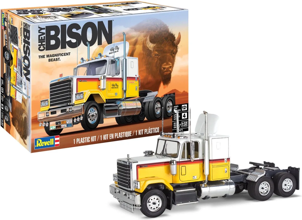 Modelbouwpakket Militaire voertuigen - 17471 Chevy Bison Semi Truck Plastic - 1:32 - Modelbouw de Revell en Multicolore – photo produit