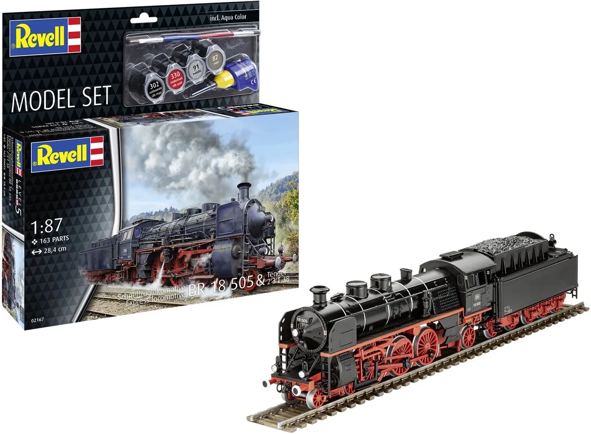 Modelbouwpakket Militaire voertuigen - 62167 Baureihe 18 505 - Tender 2'3' T 38 - Stoomlocomotief - Model Set Plastic - 1:87 - Modelbouw van Revell in Meerkleurig – productfoto