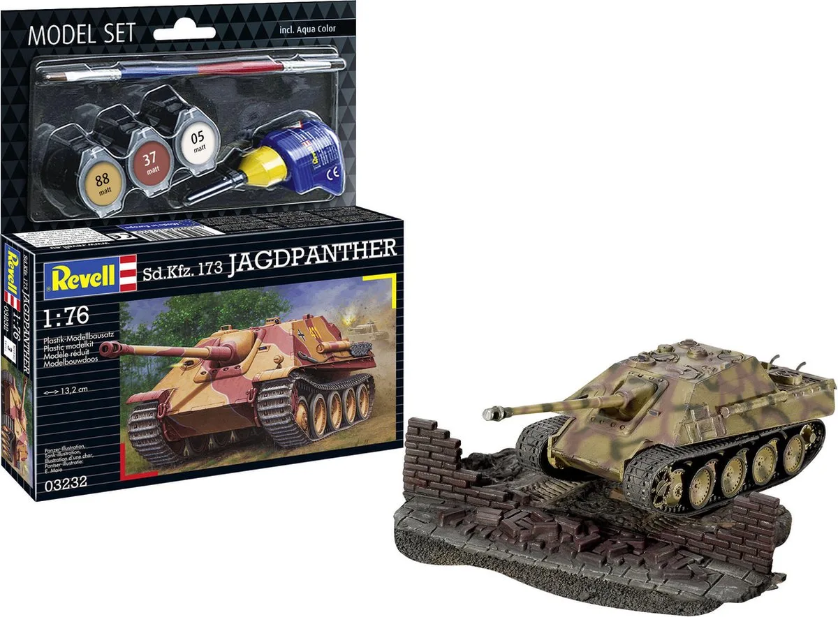 Modelbouwpakket Militaire voertuigen - 63232 Sd.Kfz.173 Jagdpanther Tank - Model Set Plastic - 1:76 - Modelbouw de Revell en Multicolore – photo produit