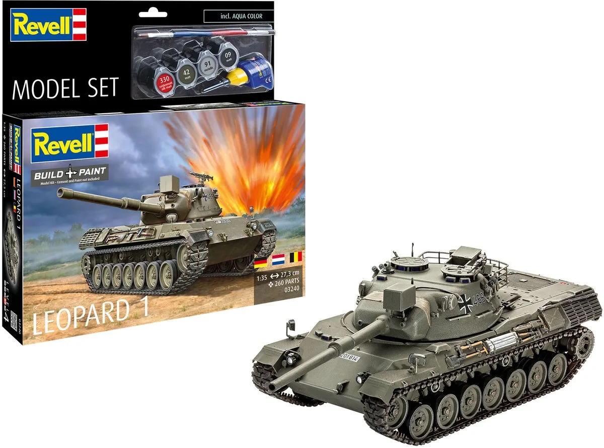 Modelbouwpakket Militaire voertuigen - 63240 Leopard 1 Tank - Model Set Plastic - 1:35 - Modelbouw de Revell en Multicolore – photo produit