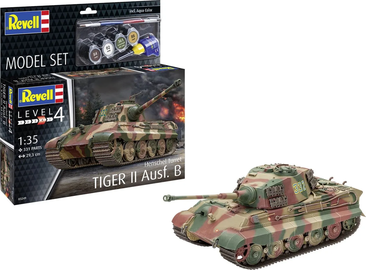 Modelbouwpakket Militaire voertuigen - 63249 Henschel Turret Tiger II Ausf.B - Panzerkampfwagen VI - Model Set Plastic - 1:35 - Modelbouw van Revell in Meerkleurig – productfoto