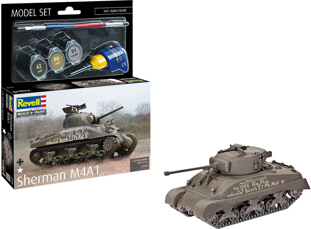 Modelbouwpakket Militaire voertuigen - 63290 Sherman M4A1 Tank - Model Set Plastic - 1:72 - Modelbouw de Revell en Multicolore – photo produit