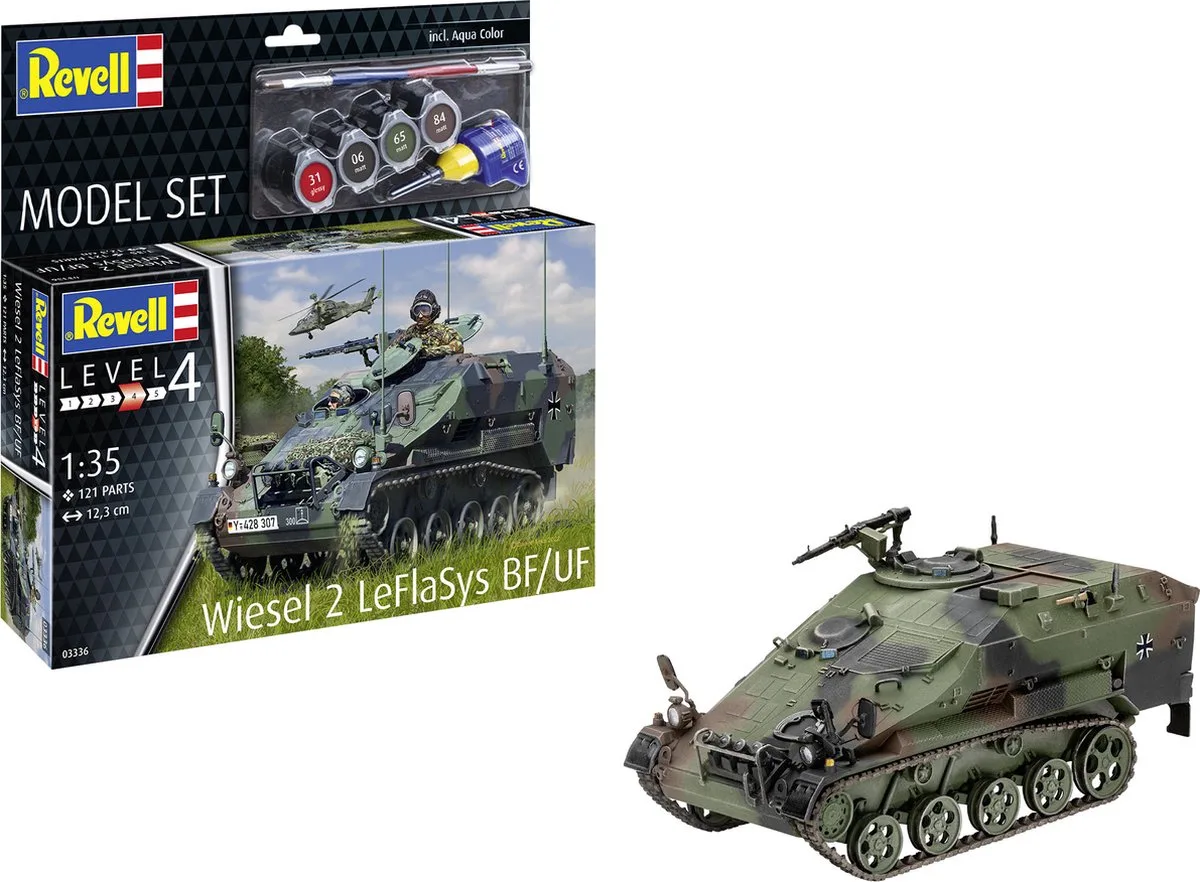 Modelbouwpakket Militaire voertuigen - 63336 Wiesel 2 LeFlaSys BF/UF - Model Set Plastic - 1:35 - Modelbouw de Revell en Multicolore – photo produit