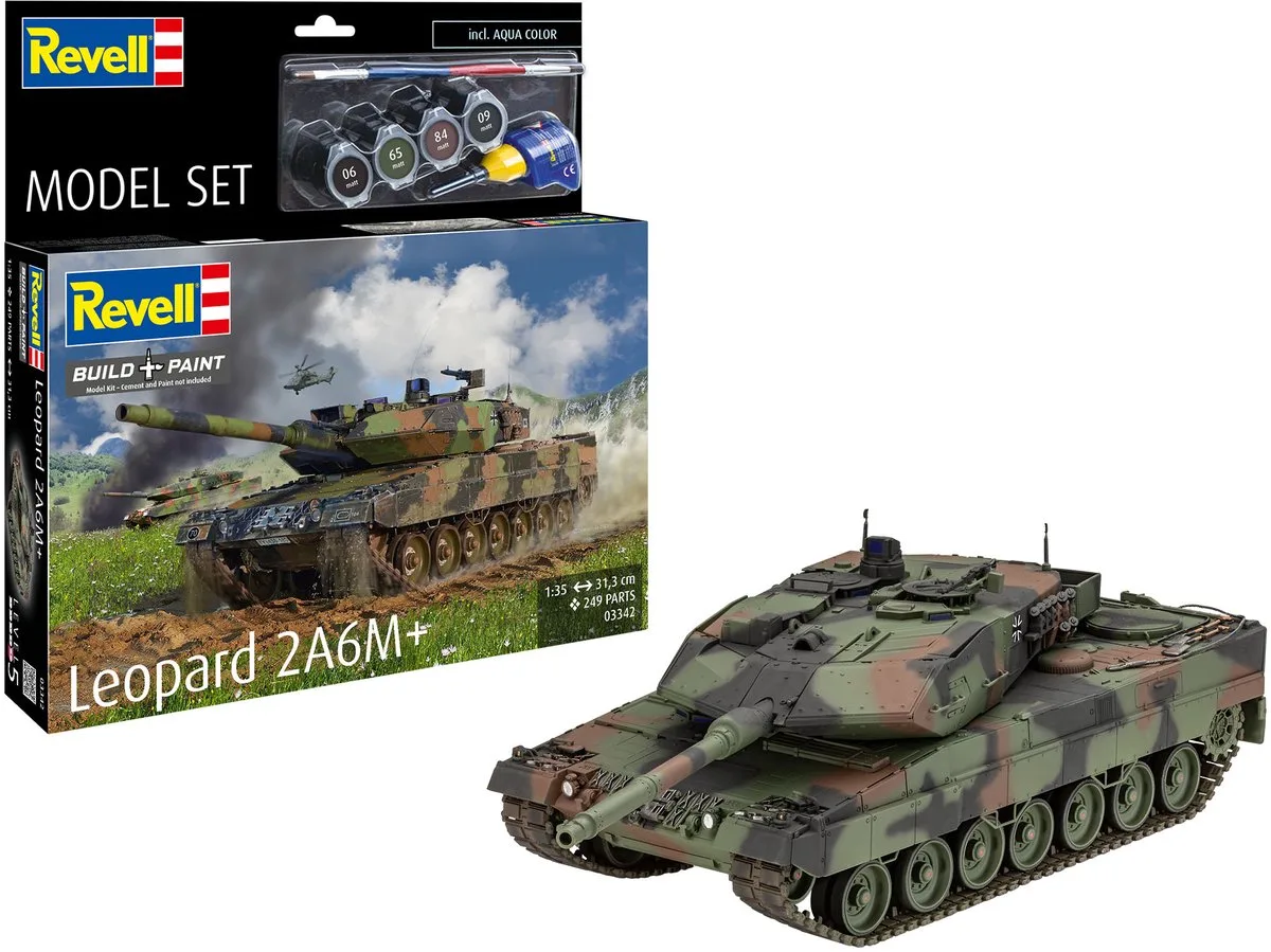 Modelbouwpakket Militaire voertuigen - 63342 Tank Leopard 2 A6M+ - Model Set Plastic - 1:35 - Modelbouw de Revell en Multicolore – photo produit