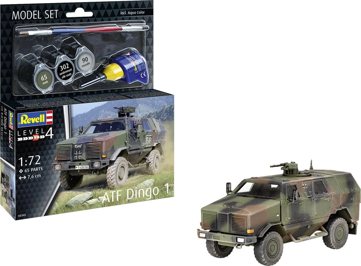 Modelbouwpakket Militaire voertuigen - 63345 ATF Dingo 1 - Militair Voertuig Panzerwagen - Model Set Plastic - 1:72 - Modelbouw van Revell in Meerkleurig – productfoto