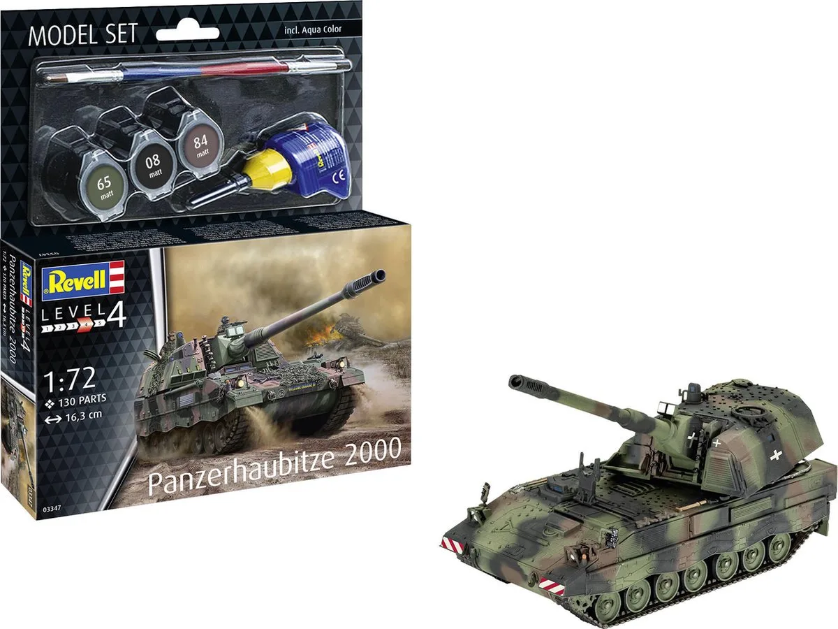 Modelbouwpakket Militaire voertuigen - 63347 Panzerhaubitze 2000 - Model Set Plastic - 1:72 - Modelbouw de Revell en Multicolore – photo produit