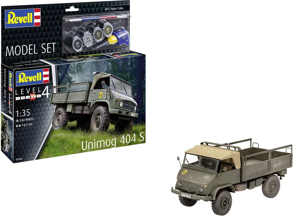 Modelbouwpakket Militaire voertuigen - 63348 Unimog 404 S - Militair Voertuig - Model Set Plastic - 1:35 - Modelbouw van Revell in Meerkleurig – productfoto