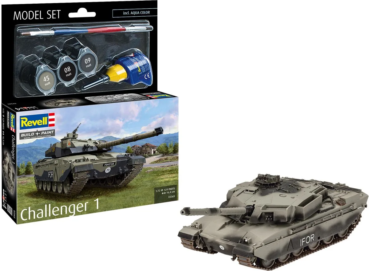 Modelbouwpakket Militaire voertuigen - 63365 FV4030 Challenger 1 - Tank - Model Set Plastic - 1:72 - Modelbouw van Revell in Meerkleurig – productfoto