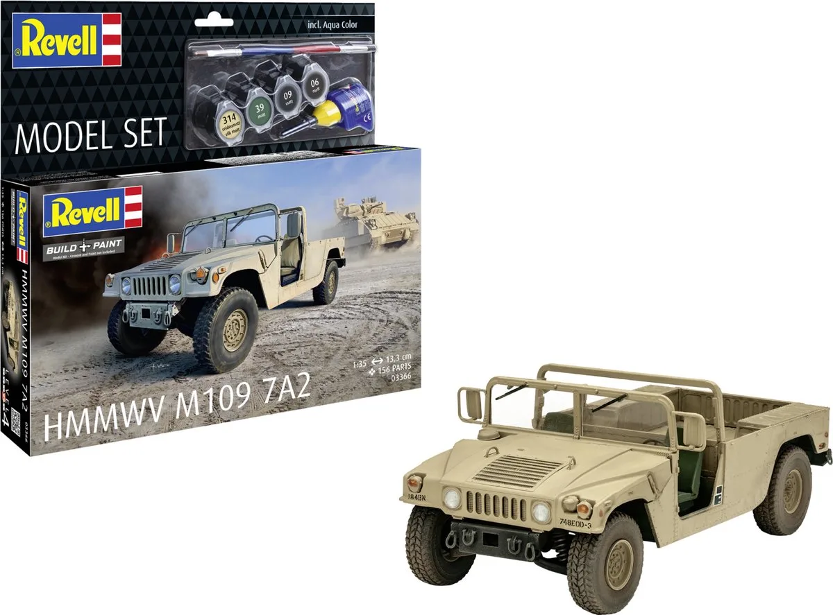 Modelbouwpakket Militaire voertuigen - 63366 Humvee M1097A2 - Pantserwagen - Militair Voertuig - Model Set Plastic - 1:35 - Modelbouw de Revell en Multicolore – photo produit