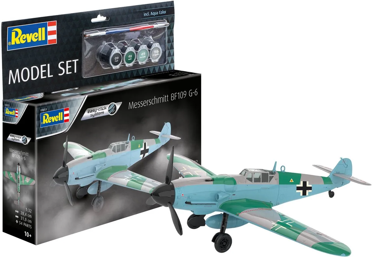 Modelbouwpakket Militaire voertuigen - 63653 Messerschmitt Bf109G-6 - Easy click system - Model Set Plastic - 1:32 - Modelbouw de Revell en Multicolore – photo produit