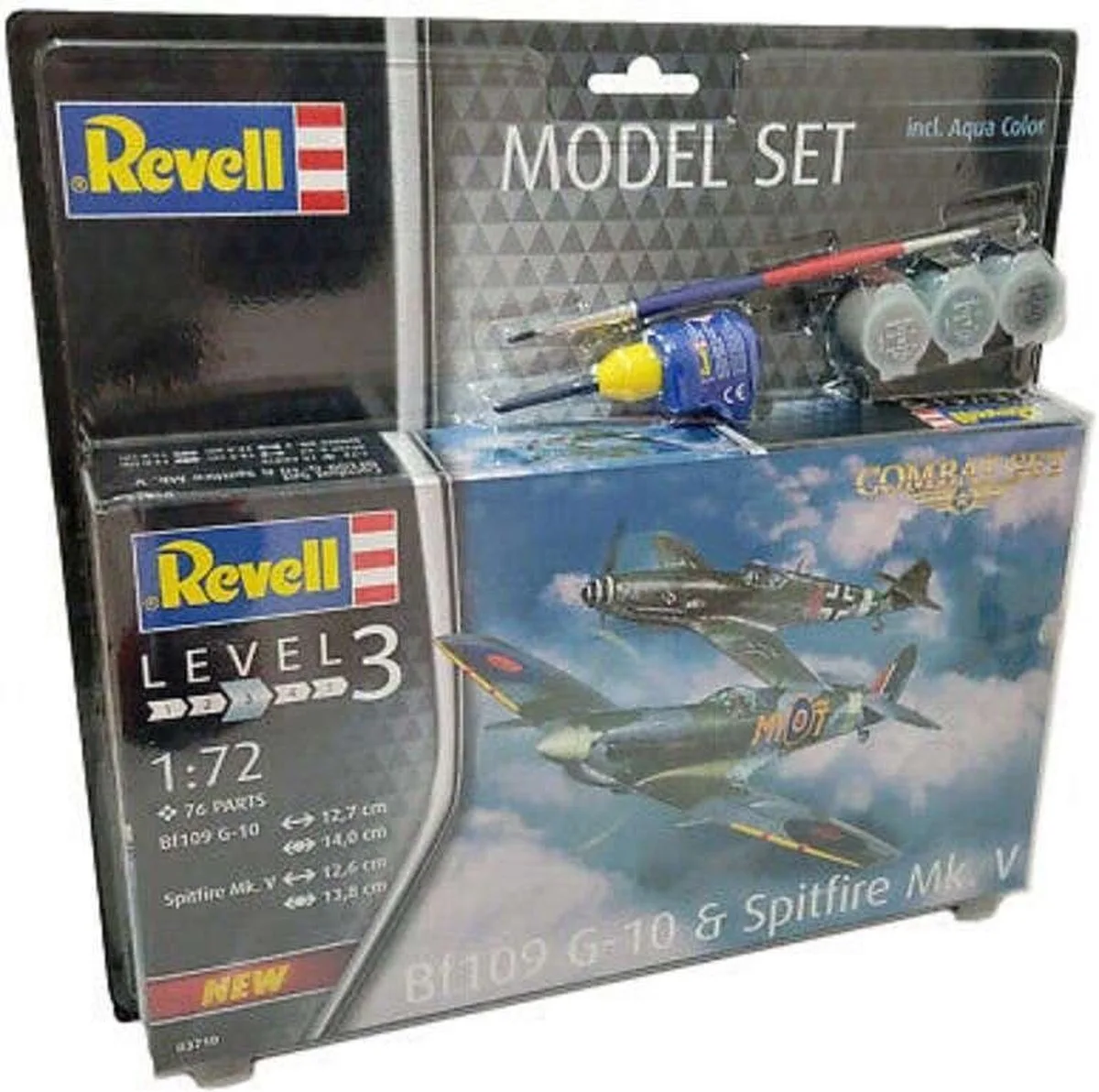 Modelbouwpakket Militaire voertuigen - 63710 Combat Set Bf109G-10 - Spitfire Mk.V - Model Set Plastic - 1:72 - Modelbouw de Revell en Multicolore – photo produit
