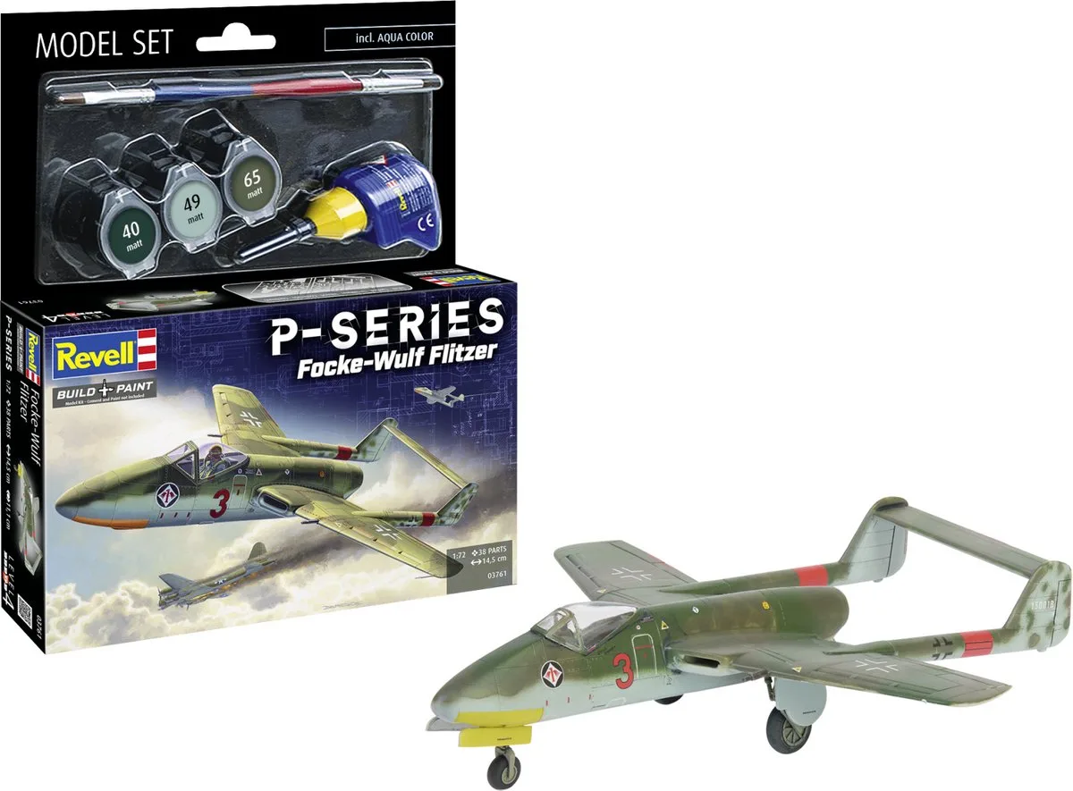 Modelbouwpakket Militaire voertuigen - 63761 Focke-Wulf TL Jäger Flitzer WWII - P-series - Duits Straaljager - Model Set Plastic - 1:72 - Modelbouw de Revell en Multicolore – photo produit