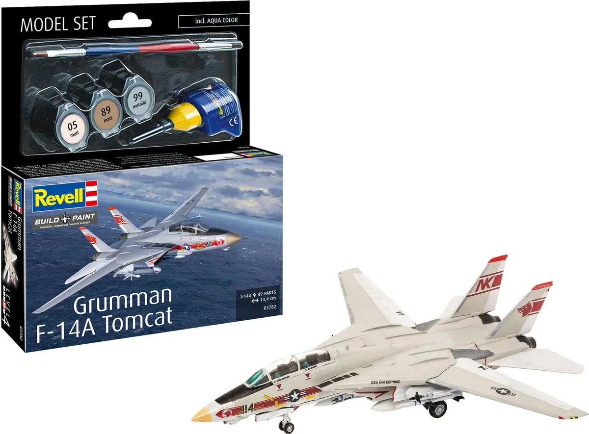 Modelbouwpakket Militaire voertuigen - 63782 Grumman F-14A Tomcat - Straaljager - Model Set Plastic - 1:144 - Modelbouw de Revell en Multicolore – photo produit
