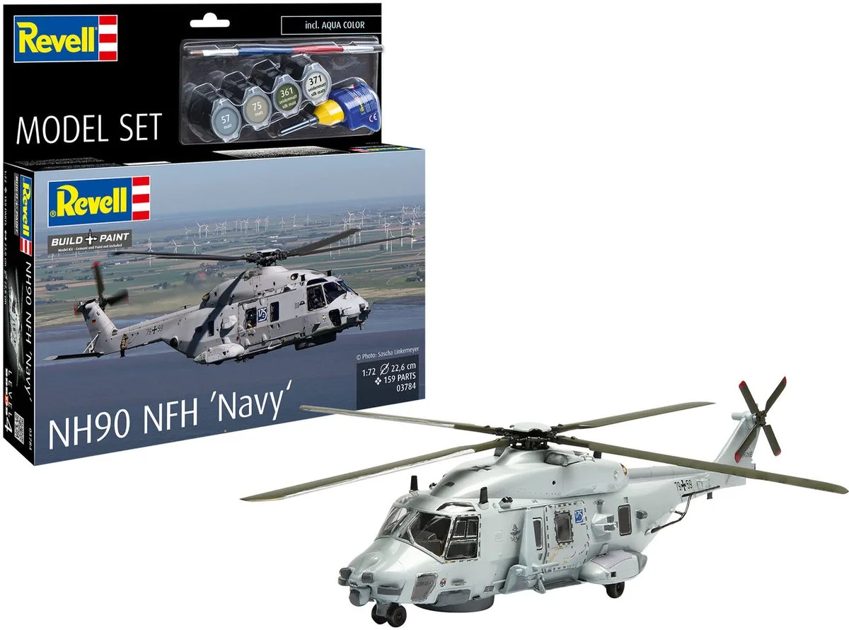 Modelbouwpakket Militaire voertuigen - 63784 NHI NH90 NFH Navy - Europese Maritieme Helikopter - Model Set Plastic - 1:72 - Modelbouw de Revell en Multicolore – photo produit