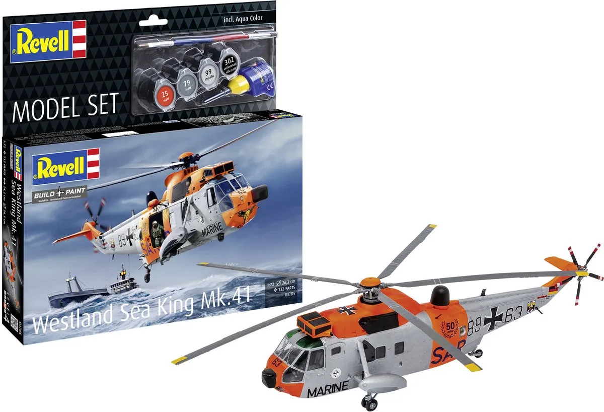 Modelbouwpakket Militaire voertuigen - 63785 Westland Sea King Mk. 41 - Sikorsky S-61 - Helikopter - Model Set Plastic - 1:72 - Modelbouw de Revell en Multicolore – photo produit