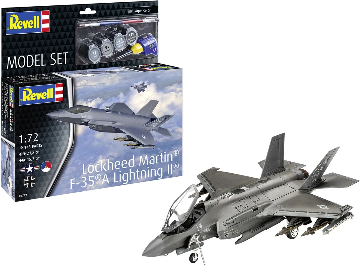 Modelbouwpakket Militaire voertuigen - 63799 Lockheed Martin F-35A Lightning II® - Straaljager - Model Set Plastic - 1:72 - Modelbouw de Revell en Multicolore – photo produit