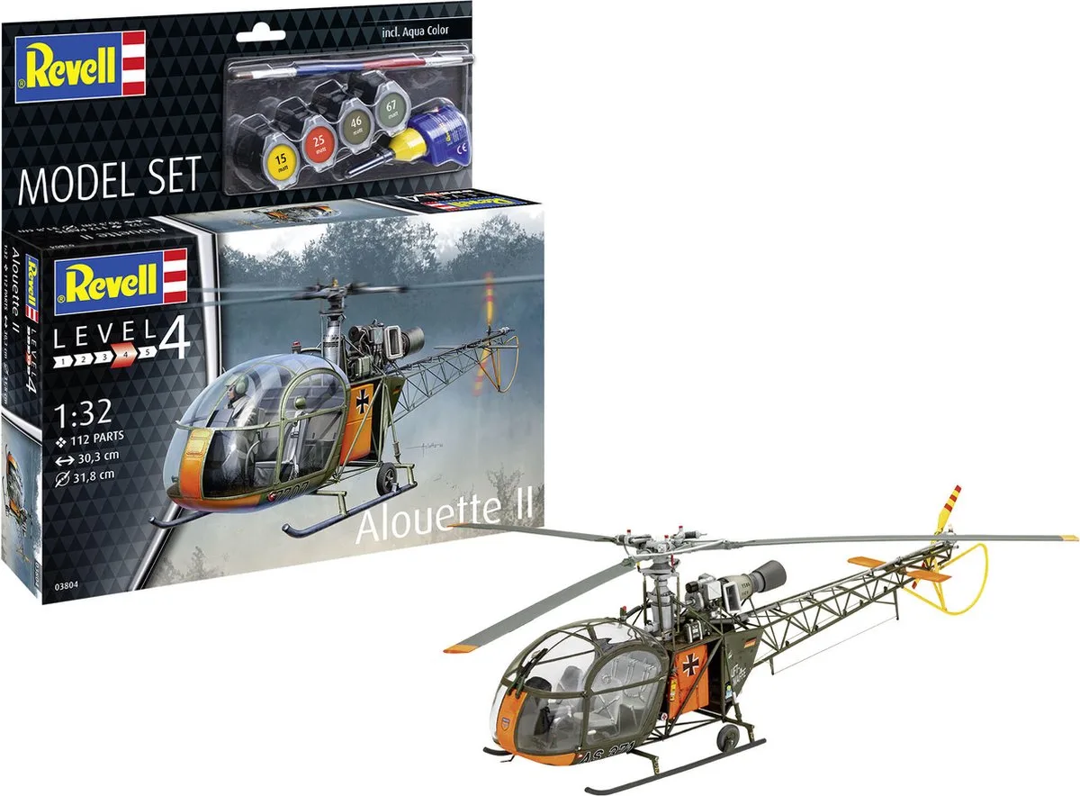 Modelbouwpakket Militaire voertuigen - 63804 Aerospatiale Alouette II Helikopter - Model Set Plastic - 1:32 - Modelbouw van Revell in Meerkleurig – productfoto