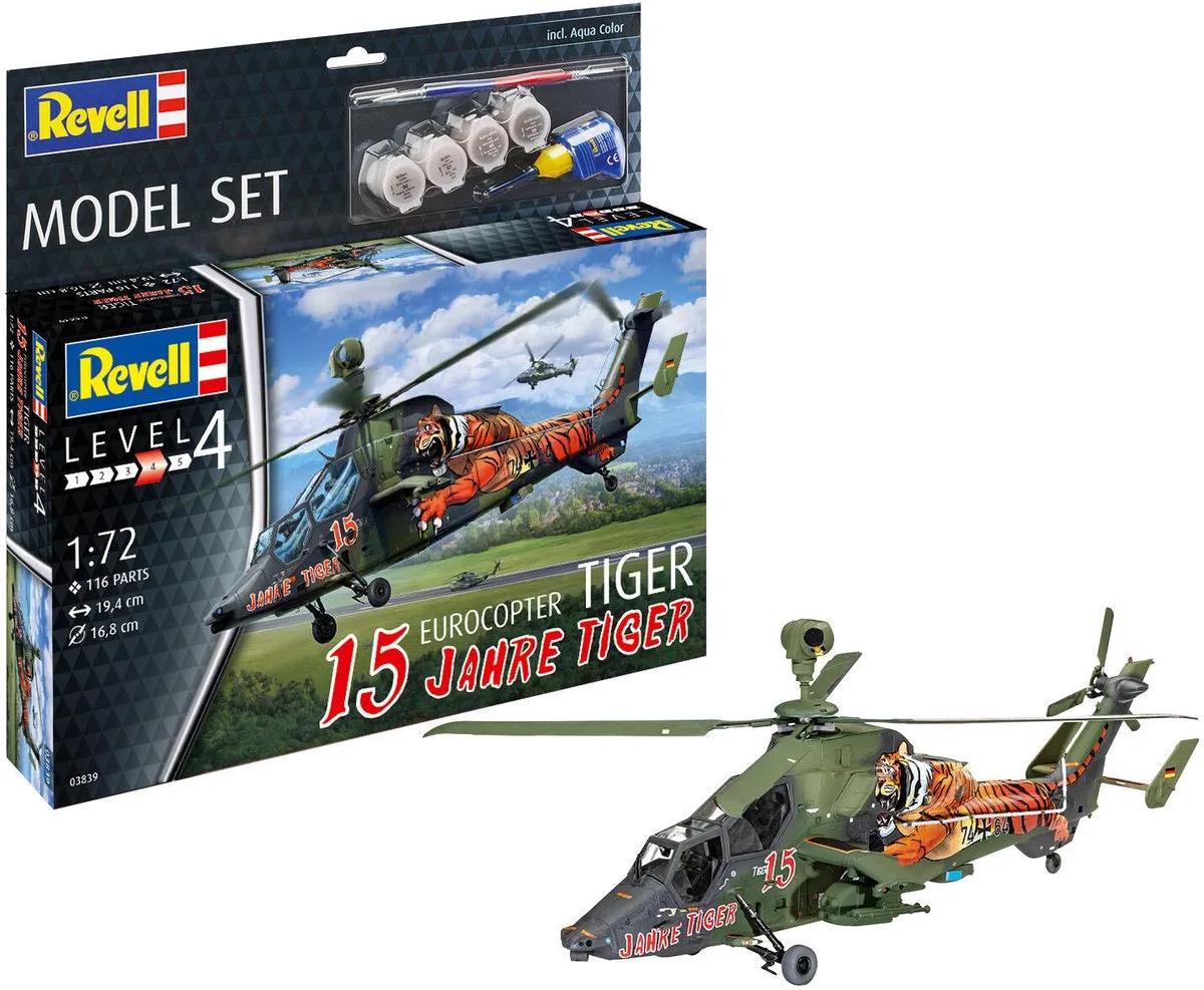 Modelbouwpakket Militaire voertuigen - 63839 Eurocopter Tiger - 15 Years Tiger - Model Set Plastic - 1:72 - Modelbouw de Revell en Multicolore – photo produit