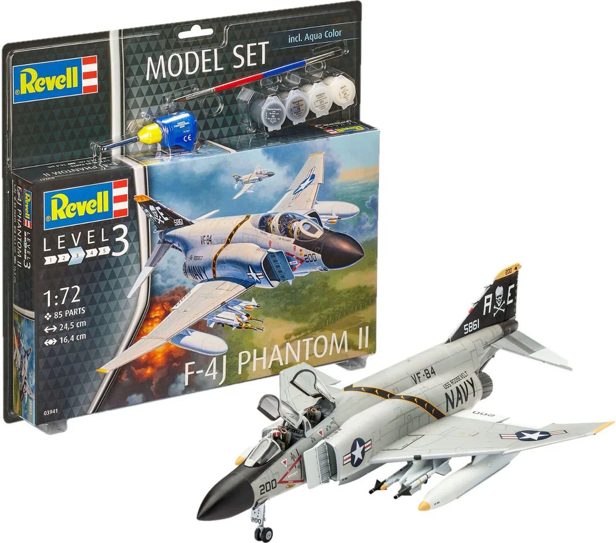 Modelbouwpakket Militaire voertuigen - 63941 F-4J Phantom II - Model Set Plastic - 1:72 - Modelbouw van Revell in Meerkleurig – productfoto