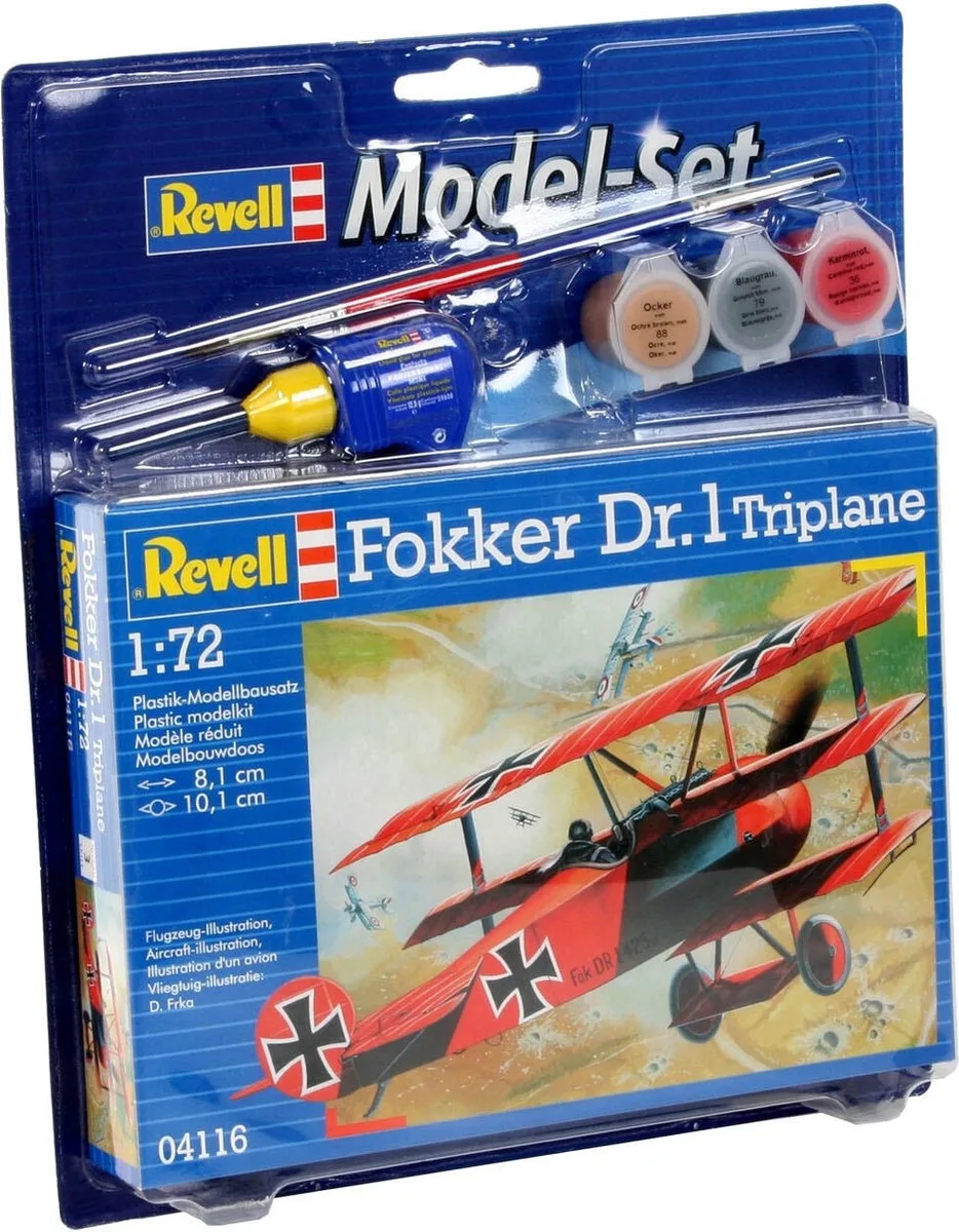 Modelbouwpakket Militaire voertuigen - 64116 Fokker DR Triplane Model.plane - Model Set Plastic - 1:72 - Modelbouw de Revell en Multicolore – photo produit