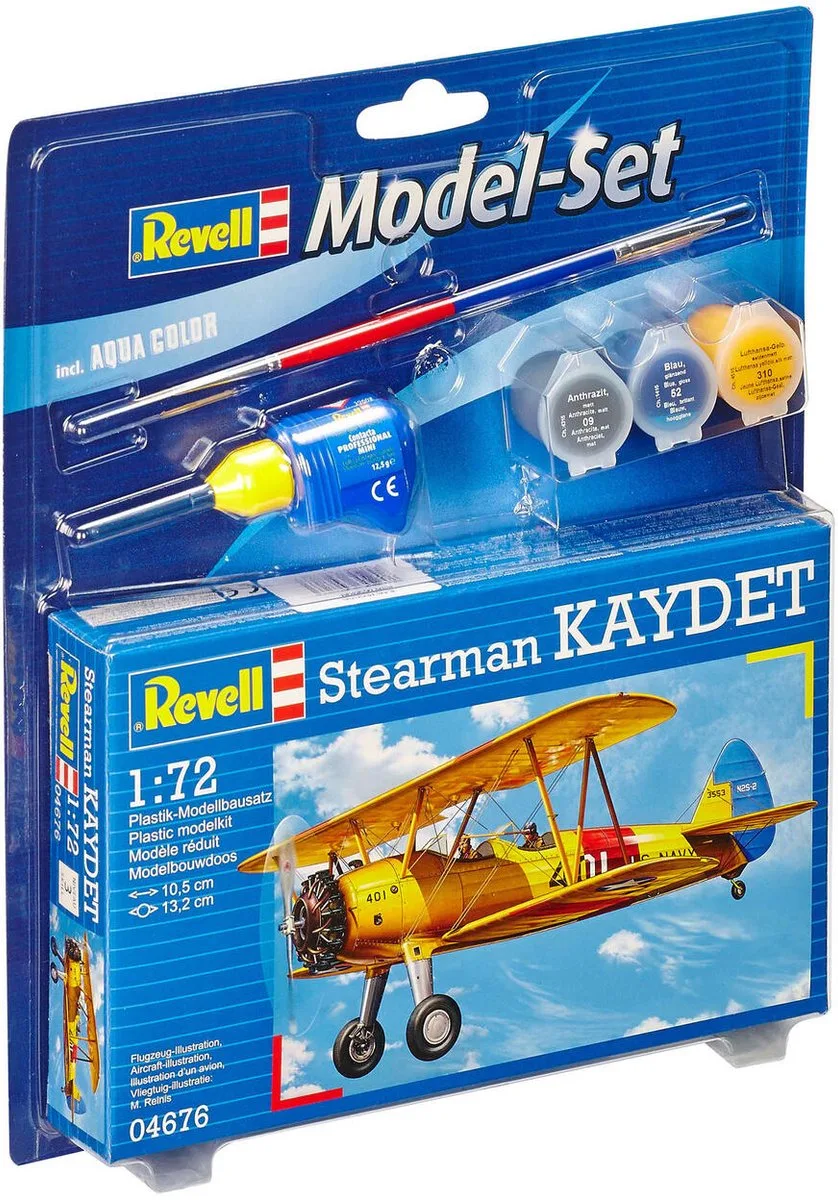 Modelbouwpakket Militaire voertuigen - 64676 Stearman Kaydet Plane - Model Set Plastic - 1:72 - Modelbouw de Revell en Multicolore – photo produit