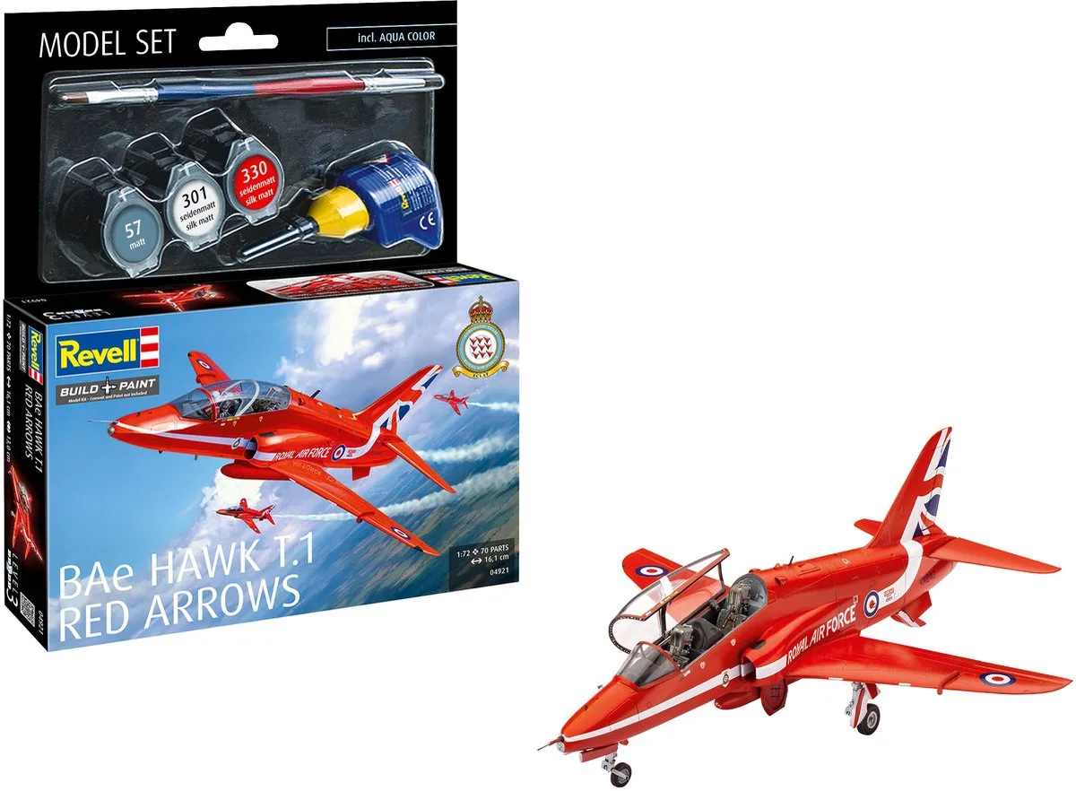 Modelbouwpakket Militaire voertuigen - 64921 BAe Hawk T Red Arrows Model.d Arrows - Model Set Plastic - 1:72 - Modelbouw van Revell in Rood – productfoto