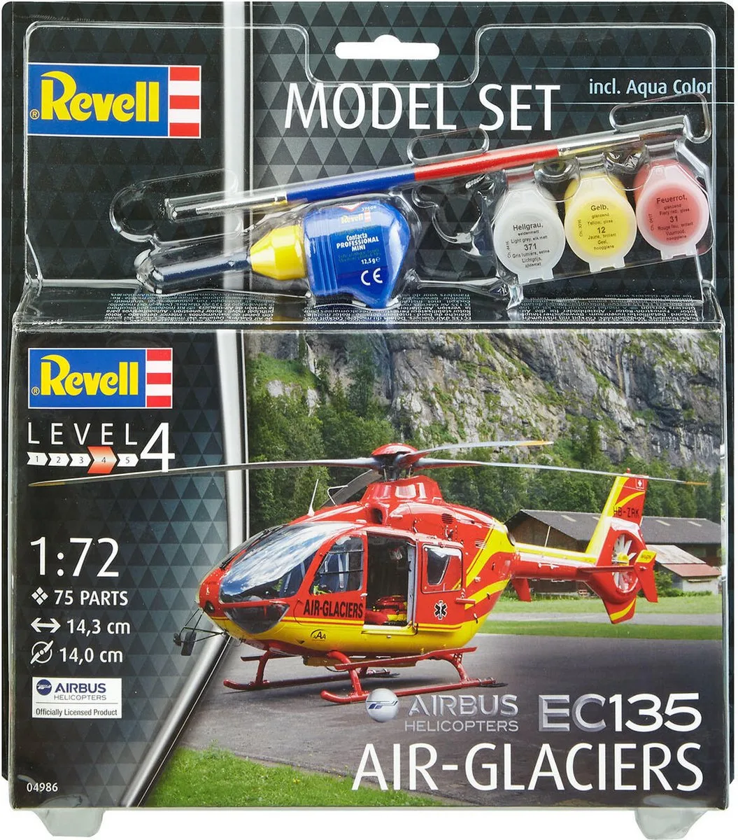 Modelbouwpakket Militaire voertuigen - 64986 EC135 AIR-GLACIERS - Model Set Plastic - 1:72 - Modelbouw van Revell in Meerkleurig – productfoto