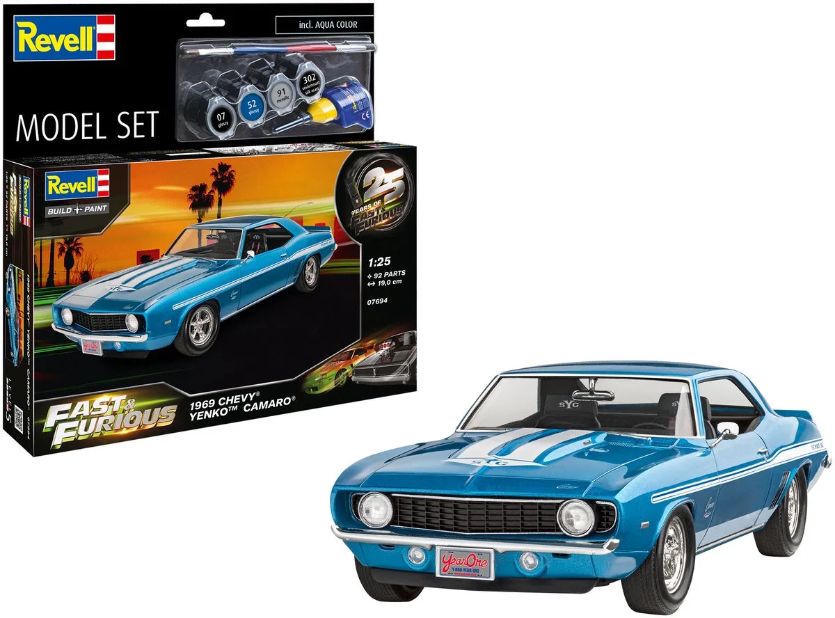 Modelbouwpakket Militaire voertuigen - 67694 Fast - Furious 1969 Chevy Camaro Yenko - Model Set Plastic - 1:25 - Modelbouw de Revell en Multicolore – photo produit