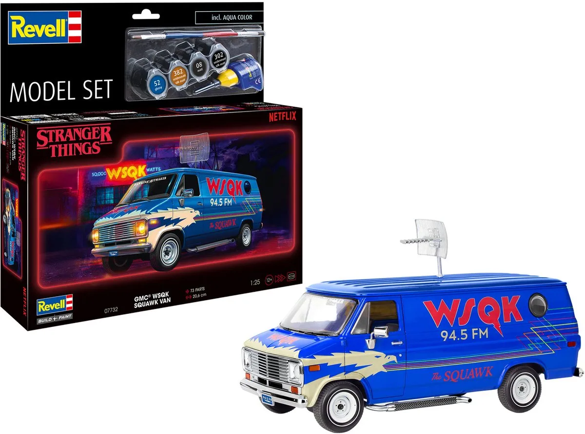 Modelbouwpakket Militaire voertuigen - 67732 Stranger Things - GMC WSQK Squawk Van - Amerikaanse Bestelwagen - Model Set Plastic - 1:25 - Modelbouw van Revell in Meerkleurig – productfoto