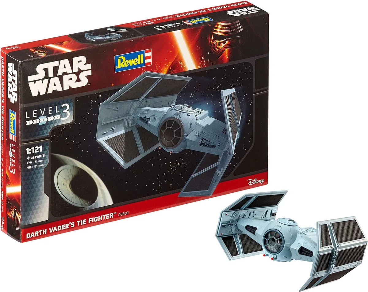 Modelbouwpakket Ruimtevaart - 03602 Star Wars Darth Vaders TIE Fighter Plastic - 1:121 - Modelbouw van Revell in Meerkleurig – productfoto